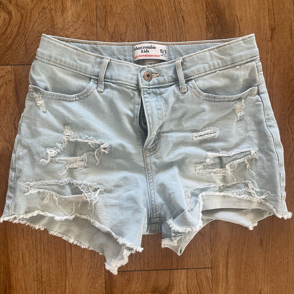 Abercrombie Kids Distressed Light Blue Jean Shorts